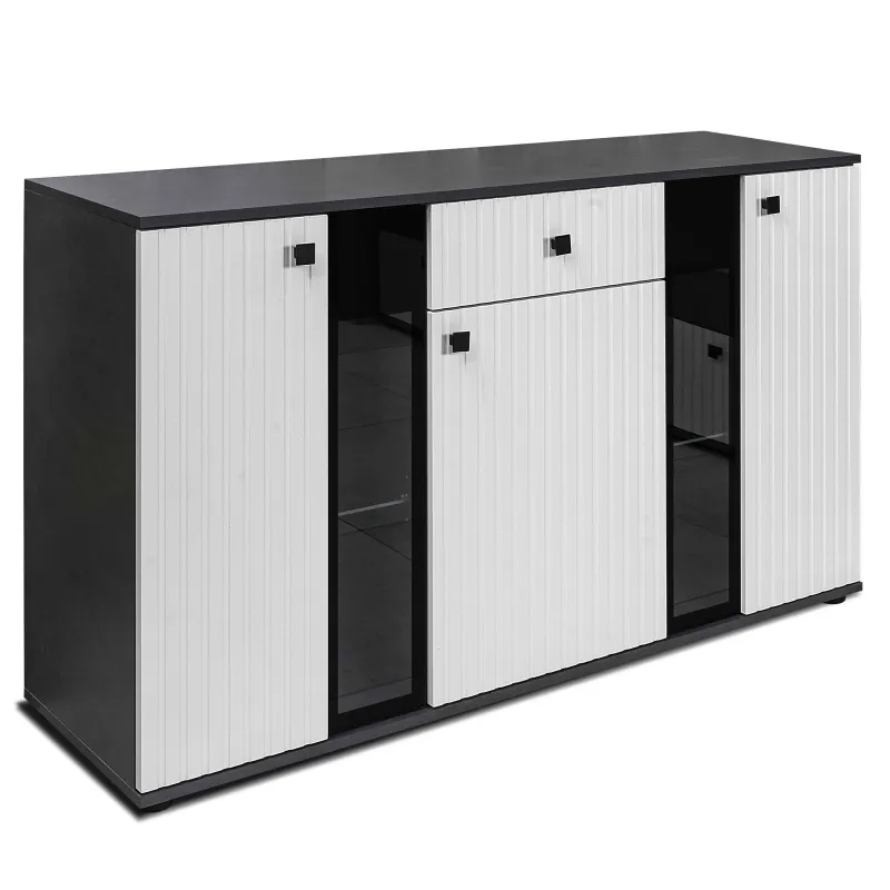 Komoda Salsa Lamel biała matera 140x80 cm LED