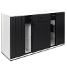 Komoda Salsa Lamel czarna biała 140x80 cm LED