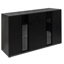 Komoda Salsa Lamel czarna matera 140x80 cm LED