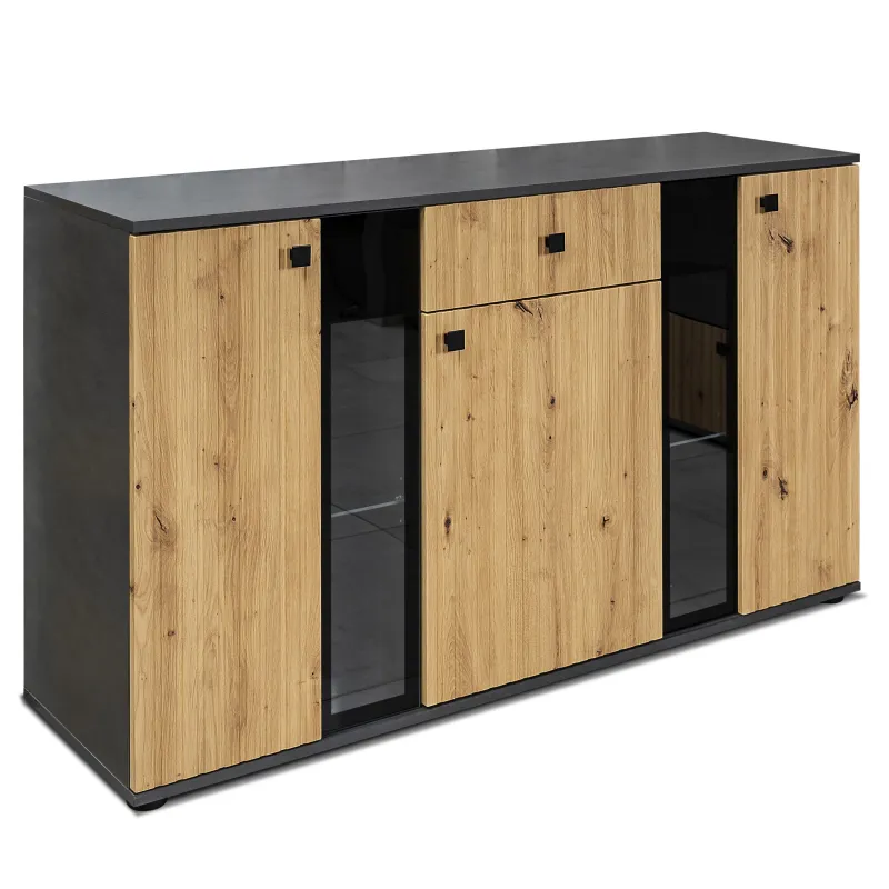 Komoda Salsa Lamel dąb artisan matera 140x80 cm LED