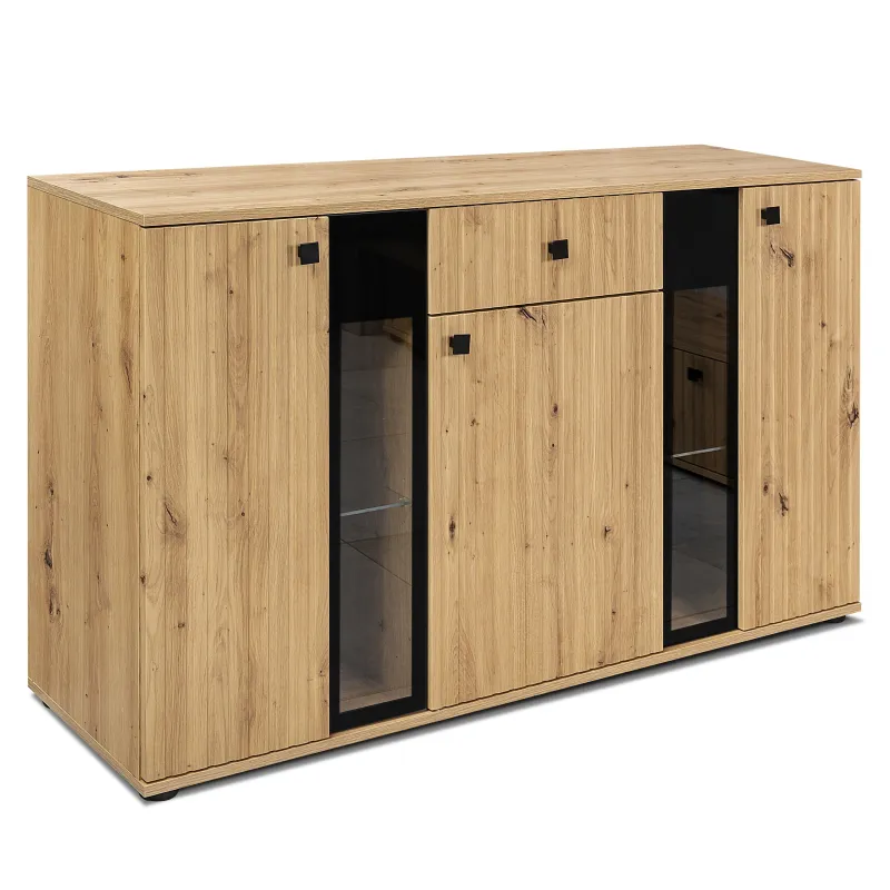 Komoda Salsa Lamel dąb artisan 140x80 cm LED