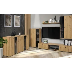 Komoda Salsa Lamel dąb artisan 140x80 cm LED