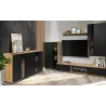 Komoda Salsa Lamel czarna dąb artisan 140x80 cm LED