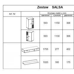 Meblościanka Salsa biała dąb artisan