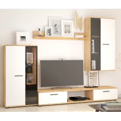 Meblościanka Salsa biała dąb artisan mała LED