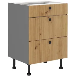 Szafka kuchenna z szufladami dolna 60 cm AVA 60D 3S BB dąb artisan antracyt