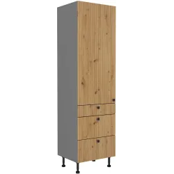Szafka kuchenna dolna 60 cm słupek AVA 60DKS 215 3S 1F dąb artisan antracyt