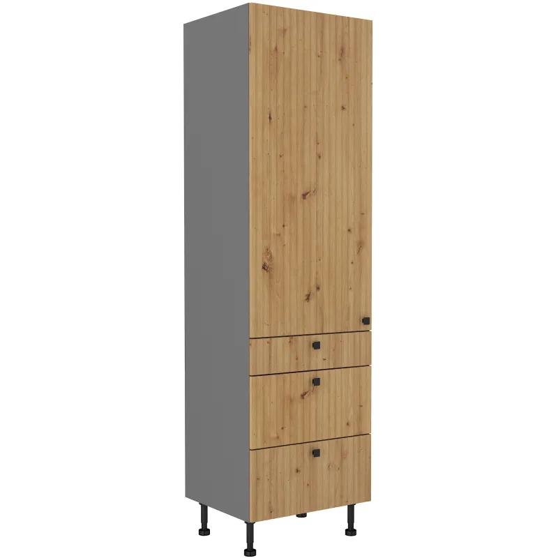 Szafka kuchenna dolna 60 cm słupek AVA 60DKS 215 3S 1F dąb artisan antracyt