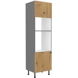 Szafka kuchenna dolna na piekarnik i mikrofalę 60 cm słupek AVA 60DPM 215 2F dąb artisan antracyt