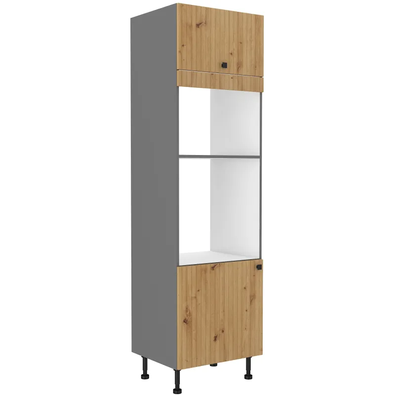 Szafka kuchenna dolna na piekarnik i mikrofalę 60 cm słupek AVA 60DPM 215 2F dąb artisan antracyt