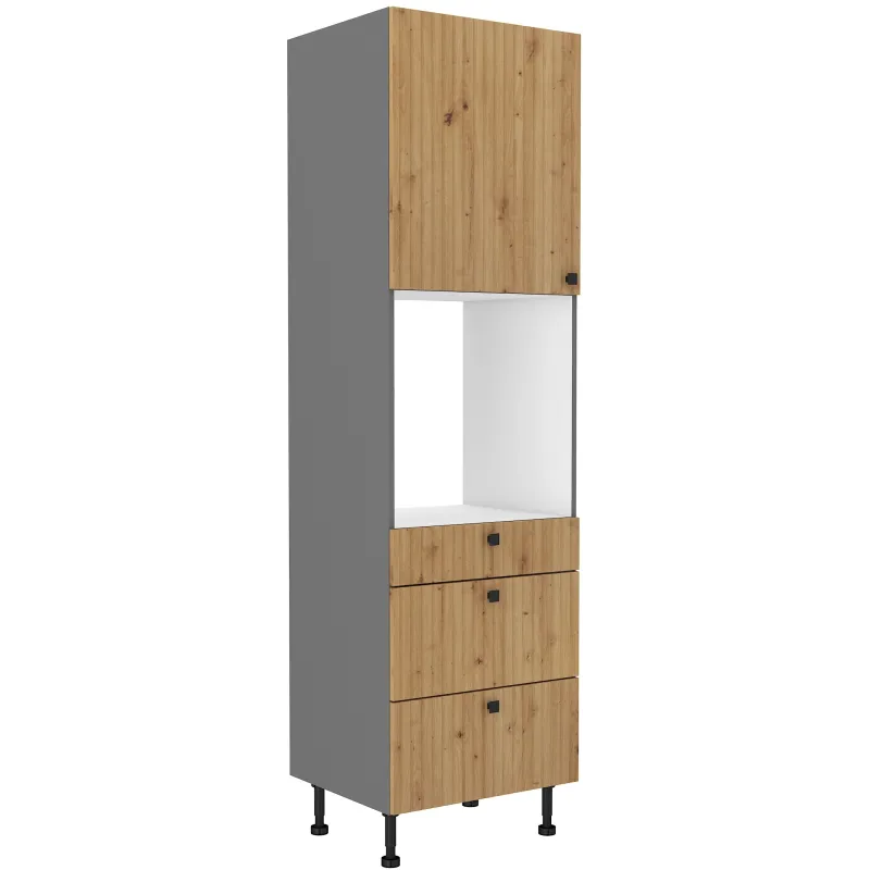 Szafka kuchenna dolna na piekarnik 60 cm słupek AVA 60DPS 215 3S 1F dąb artisan antracyt