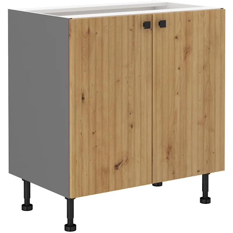 Szafka kuchenna dolna AVA 80D 2F BB dąb artisan antracyt