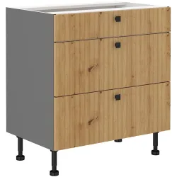 Szafka kuchenna z szufladami 80 cm dolna AVA 80D 3S BB dąb artisan antracyt