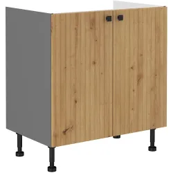 Szafka kuchenna pod zlew 80 cm AVA 80ZL 2F BB dąb artisan antracyt