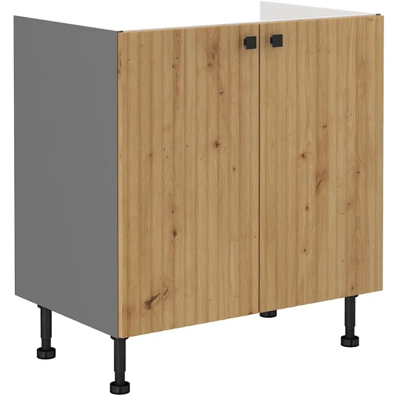 Szafka kuchenna pod zlew 80 cm AVA 80ZL 2F BB dąb artisan antracyt