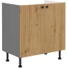 Szafka kuchenna pod zlew 80 cm AVA 80ZL 2F BB dąb artisan antracyt
