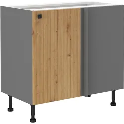 Szafka kuchenna dolna narożna dostawna 105 cm AVA 105DN 1F BB dąb artisan antracyt