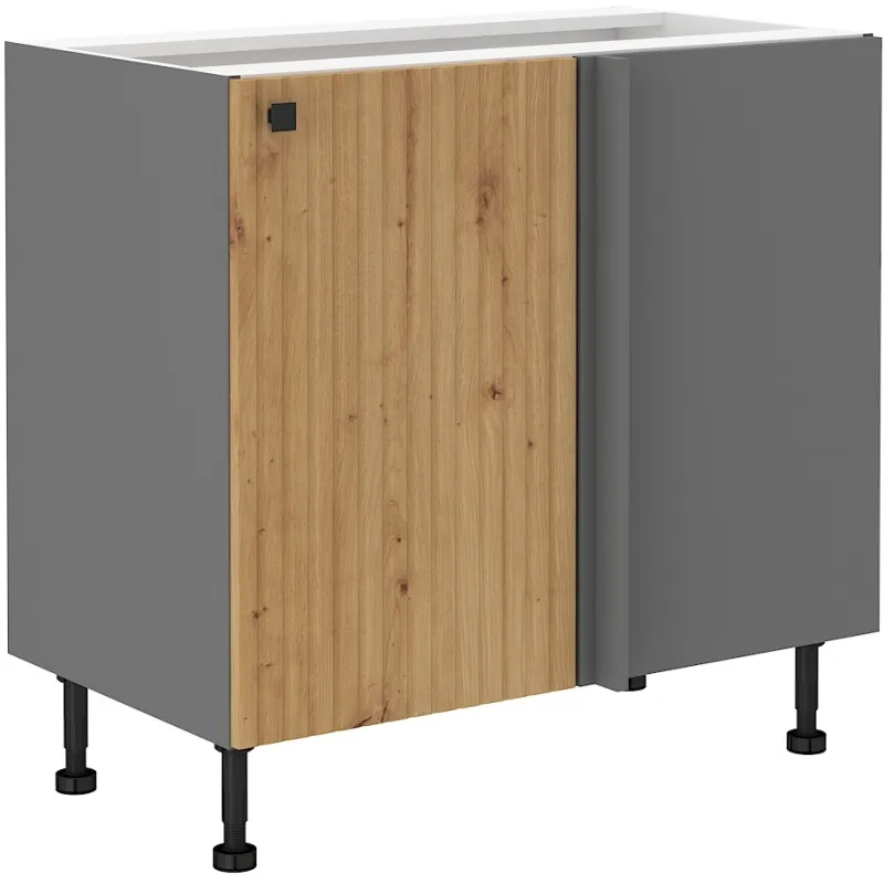 Szafka kuchenna dolna narożna dostawna 105 cm AVA 105DN 1F BB dąb artisan antracyt
