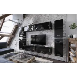 Nowoczesna Meblościanka czarna połysk BOX 2 wisząca