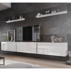 Nowoczesna Meblościanka biała połysk BOX 6 wisząca