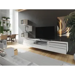 Nowoczesna Meblościanka biała połysk BOX 56 wisząca