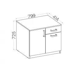 Biurko z komodą Malta 140 szare-dąb artisan LGAR 107x138