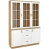 Kredens Flawia 150 2D3S + witryna 150 3D WHAR biała-dąb artisan 50x150cm