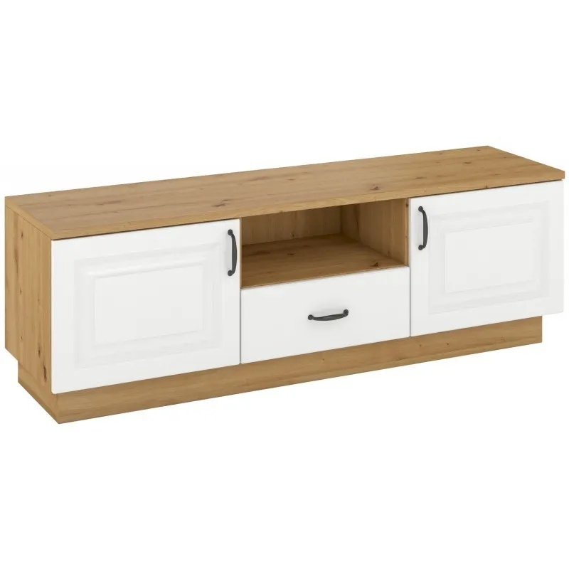 Komoda RTV Flawia 150 2D1S WHAR biała-dąb artisan 40x150cm