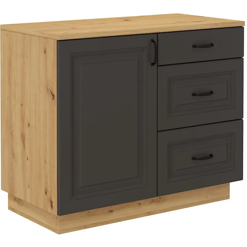Komoda Flawia 100 1D3S WHAR grafit-dąb artisan 50x100cm
