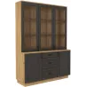 Kredens Flawia 150 2D3S + witryna 150 3D GRAR grafit-dąb artisan 50x150cm