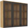 Kredens Flawia 150 2D3S + witryna 150 3D GRAR grafit-dąb artisan 50x150cm