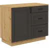 Kredens Flawia 100 1D3S + witryna 100 2D GRAR grafit-dąb artisan 50x100cm