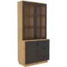 Kredens Flawia 100 1D3S + witryna 100 2D GRAR grafit-dąb artisan 50x100cm
