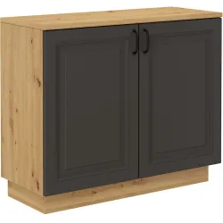 Kredens Flawia 100 2D + witryna 100 2D GRAR grafit-dąb artisan 50x100cm