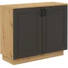 Kredens Flawia 100 2D + witryna 100 2D GRAR grafit-dąb artisan 50x100cm