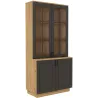 Kredens Flawia 100 2D + witryna 100 2D GRAR grafit-dąb artisan 50x100cm
