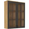 Kredens Flawia 100 2D + witryna 100 2D GRAR grafit-dąb artisan 50x100cm