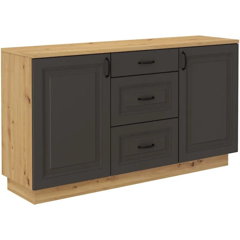Komoda Flawia 150 2D3S GRAR grafit-dąb artisan 50x150cm
