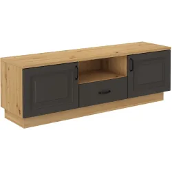 Komoda RTV Flawia 150 2D1S GRAR grafit-dąb artisan 40x150cm