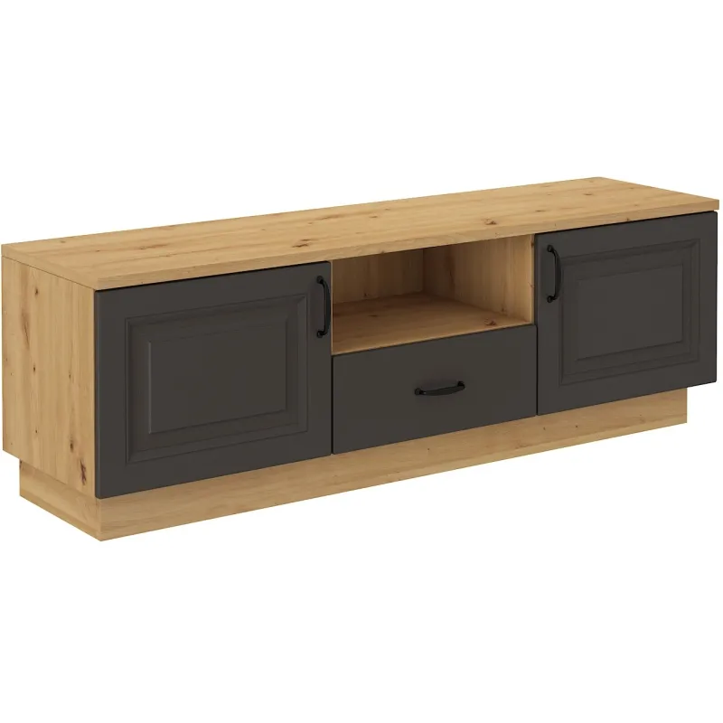 Komoda RTV Flawia 150 2D1S GRAR grafit-dąb artisan 40x150cm
