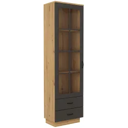 Witryna Flawia 60 1D2S GRAR grafit-dąb artisan 37x60cm