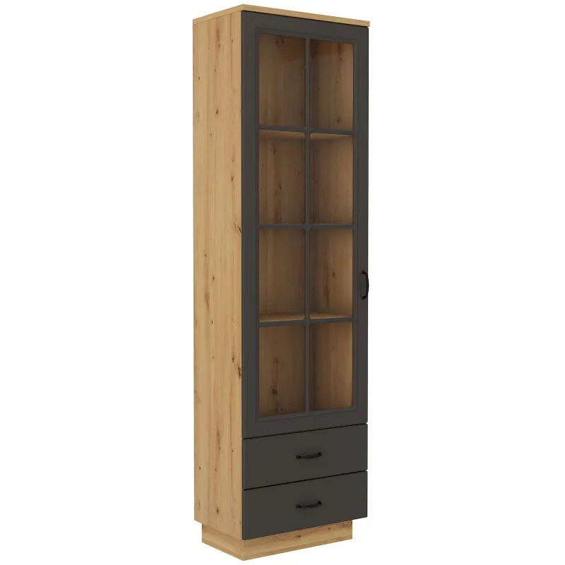Witryna Flawia 60 1D2S GRAR grafit-dąb artisan 37x60cm