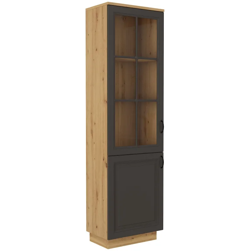 Witryna Flawia 60 2D GRAR grafit-dąb artisan 37x60cm