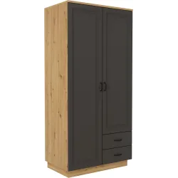 Szafa Flawia 120 2D2S GRAR grafit-dąb artisan 60x120cm