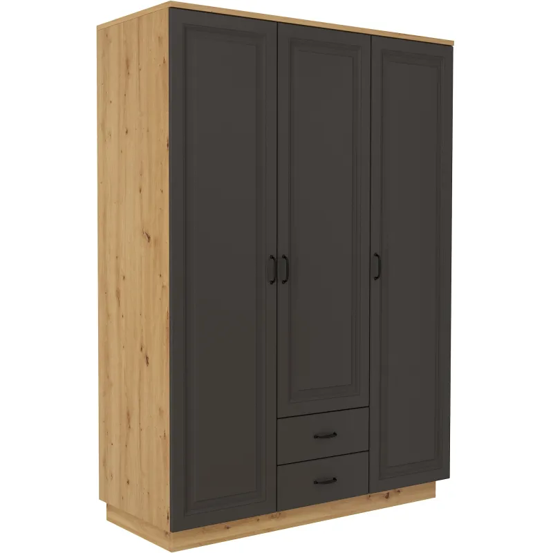 Szafa Flawia 180 3D2S GRAR grafit-dąb artisan 60x180cm