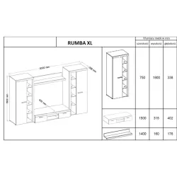 Meblościanka Rumba XL SO01 dąb sonoma