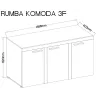Komoda Rumba 3F OLDMAT22 stare drewno - matera 40x149cm