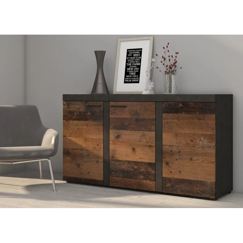 Komoda Rumba 3F OLDMAT22 stare drewno - matera 40x149cm