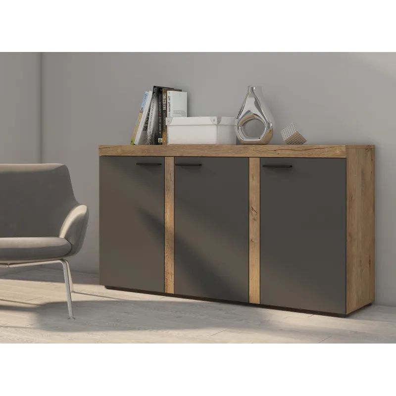 Komoda Rumba 3F GRDL22 szara - dąb lefkas 40x149cm
