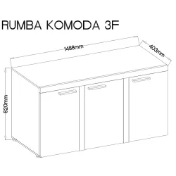 Komoda Rumba 3F DL22 dąb lefkas 40x149cm